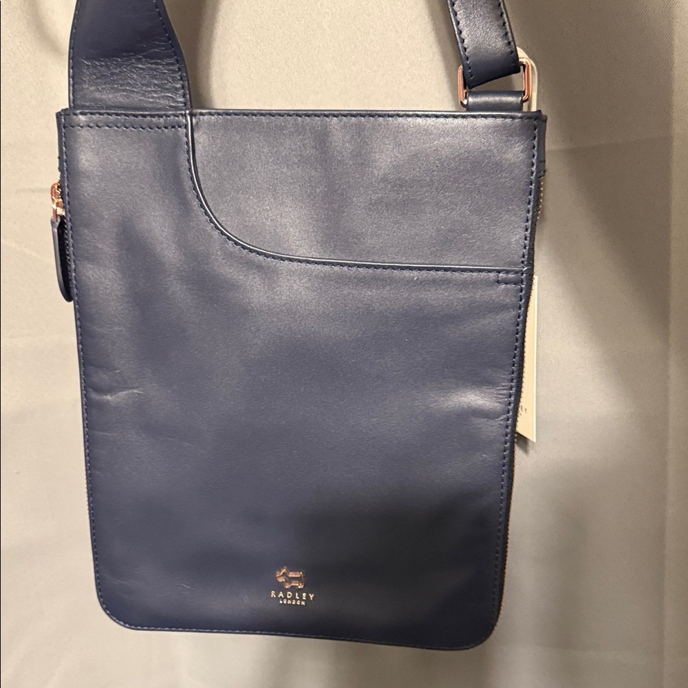 Radley London Navy Leather Messenger Bag